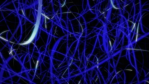 Abstract Background Loop in Blue. Wires, Neurons, Network. Stock Footage 117041223