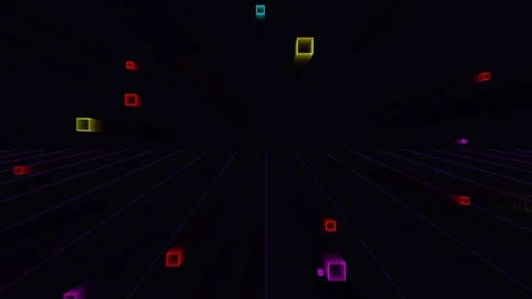 Abstract background loop with colorful square light trails moving toward vi.. Video stock 341770726