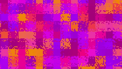 Abstract background loop of small squares in a geometric pixelated mosaic tile Stock Footage 347366071