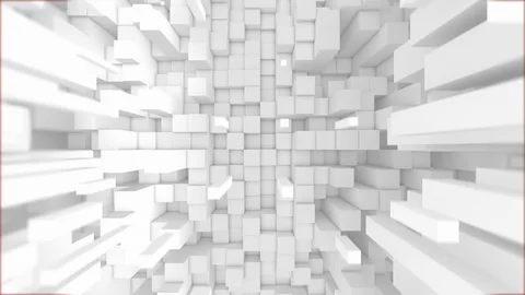 Abstract Background. Loop video of tunnel of white walls of cubes Stock Footage 123306000