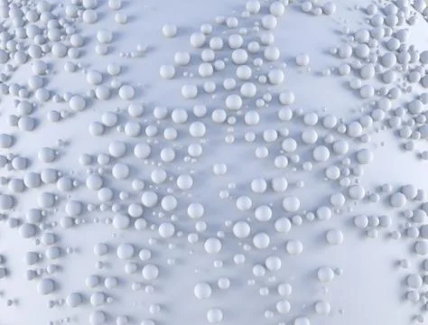 Abstract background with a lot of spheres with random scale on the white plane Stock Illustration