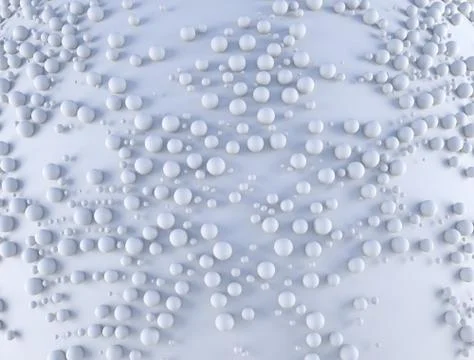 Abstract background with a lot of spheres with random scale on the white plane Stock Illustration