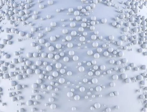 Abstract background with a lot of spheres with random scale on the white plane Stock Illustration
