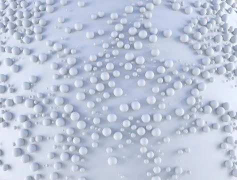 Abstract background with a lot of spheres with random scale on the white plane Stock Illustration