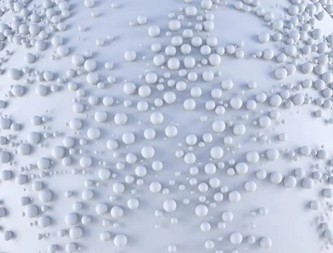 Abstract background with a lot of spheres with random scale on the white plane Stock Illustration