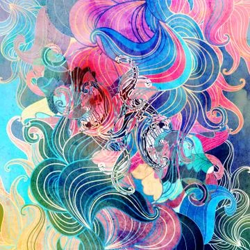 Abstract background in love with a bird Stock Illustration