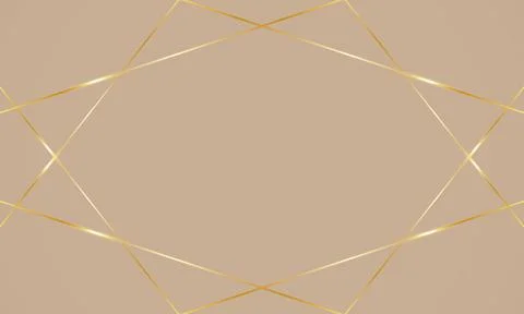 Abstract background with low poly golden lines on beige color background, empty  Stock Illustration