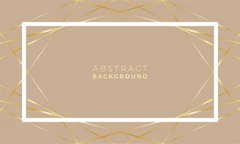 Abstract background low poly golden lines with white frame on beige color b.. Illustrazione stock