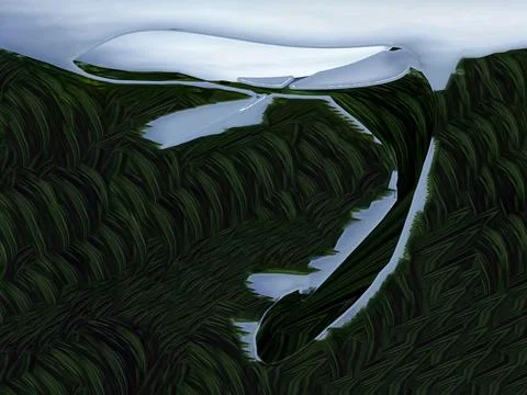 Abstract background with lush wavy dark green forest Stock Illustration
