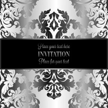 Abstract background with luxury gray and metal silver vintage frame, victorian Stock Illustration