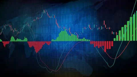 Abstract background of MACD indicator technical analysis graph Stock Illustration