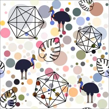 Abstract background made of circles with birds. Stock Illustration