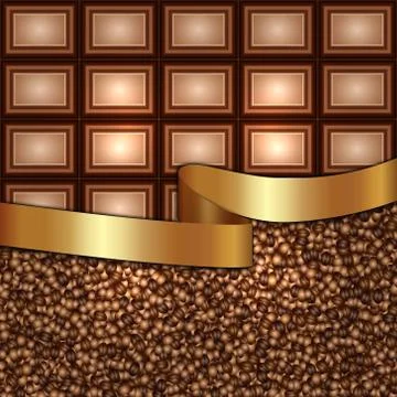 Abstract background made from coffee beans and chocolate Stock Illustration