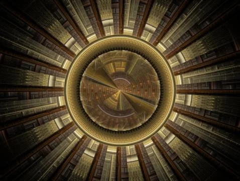 Abstract background made of radial geometric forms and abstract symbols Illustrazione stock