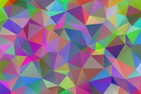 Abstract background made of small multicolor triangles. Lilac, purple, green, Illustrazione stock