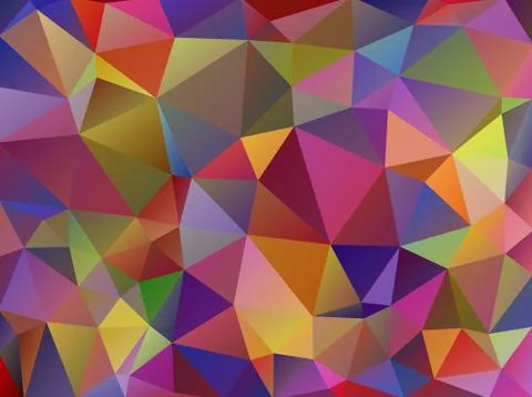Abstract background made of small multicolor triangles. Lilac, purple, green, Illustrazione stock