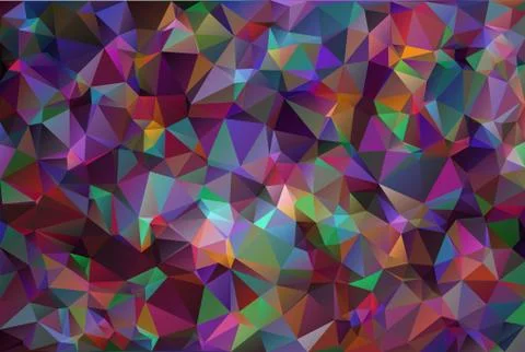 Abstract background made of small multicolor triangles. Lilac, purple, green, Illustrazione stock