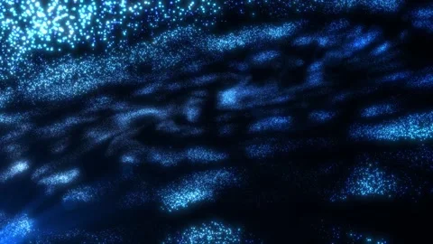 Abstract background of magical blue shining waves, particles glow and move Stock Footage 321770178