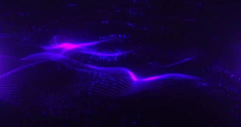 Abstract background of magical shining waves of purple color, particles glow Stock Footage 240998918
