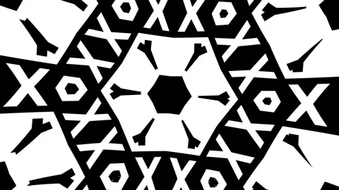Abstract background with mandala kaleidoscope structure of black and white lette Stock Footage 333037802