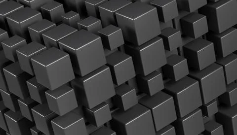 Abstract background with many black cubes, 3d render Stock Illustration