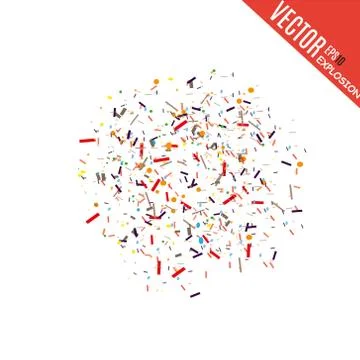 Abstract background with many falling tiny confetti pieces. vector background. Illustrazione stock