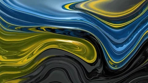 Abstract background marble melting and moving wavy yellow mixed with blue an Видео 313039672