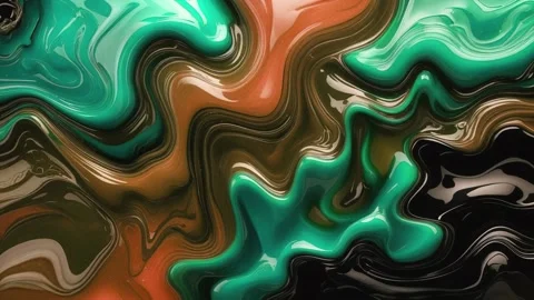 Abstract background of marble melting and moving in waves of turquoise green Видео 313040193