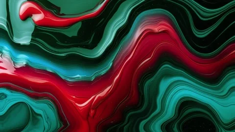 Abstract background of marble melting and moving in waves of turquoise green Видео 313040197