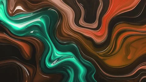 Abstract background of marble melting and moving in waves, dark brown and tu Stock Footage 313040250