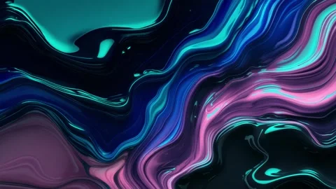 Abstract background of marble melting and moving in wavy gradient of dark bl Видео 313040363
