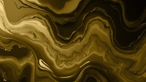 Abstract background of marble melting and moving in wavy shiny golden yellow Stock Footage 313040580