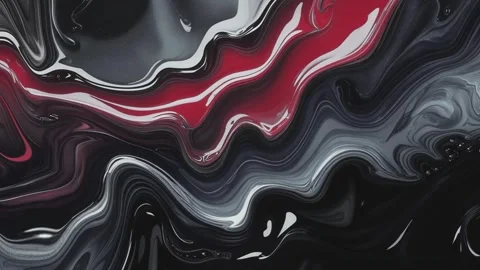 Abstract background of marble melting and moving in wavy shiny red and black Stock Footage 313040629