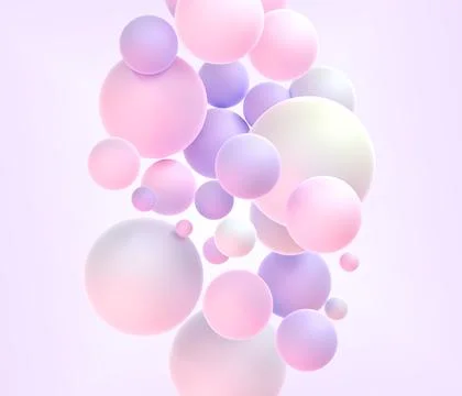 Abstract background with matte soft spheres in pastel colors 3d render Illustrazione stock