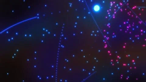 Abstract background of matter and small atoms in science and small particle.. Stock Photos