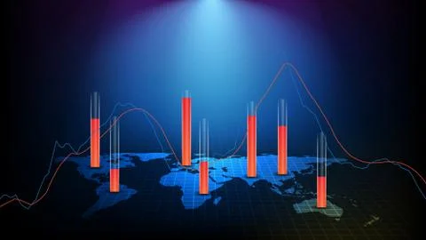 Abstract background Measuring scales bar and world maps, trading stock market Stock Illustration