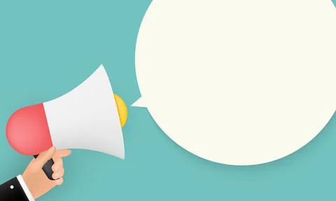 Abstract Background with Megaphone in human hand, speech bubble and copy spac Stock Illustration