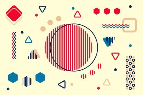 Abstract background in The Memphis style. Chaotically arranged geometric sh.. Stock Illustration