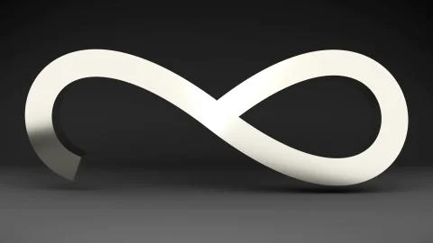 Abstract background with metal infinity sign. Digital background Illustrazione stock