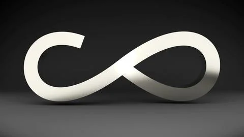 Abstract background with metal infinity sign. Digital background Illustrazione stock