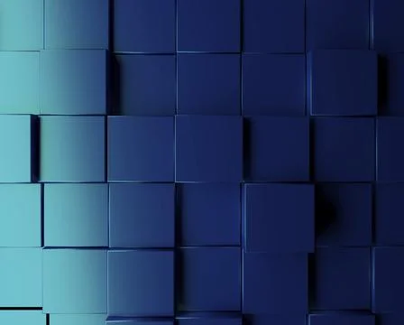 Abstract background with metallic blue cubes, 3d rendering Illustrazione stock