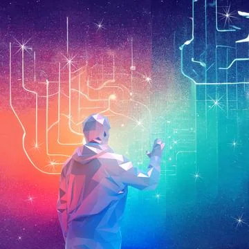 Abstract Background. Metaverse digital world for cyber technology and Innovation Stock Illustration