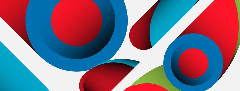 Abstract background. Minimal geometric circles and round style shapes with deep Illustrazione stock