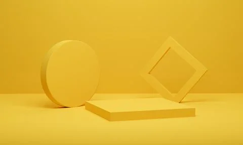Abstract background minimal scene geometric platform, Yellow podium pedestal  Stock Illustration