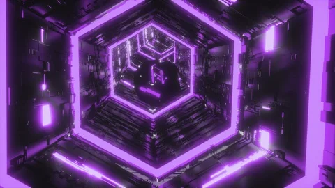 Abstract background of a mirror gem flying in the bright purple color neon Stock Footage 125433028