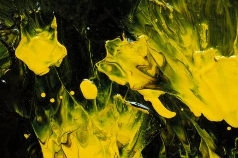 An abstract background of mixed black and yellow acrylic paint with a gloss.. Stock Illustration