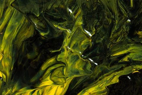 An abstract background of mixed black and yellow acrylic paint with a gloss.. Stock Illustration