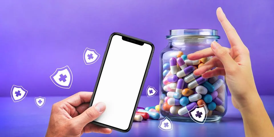 Abstract background. Mobile applications concept to check and take care Stock Illustration