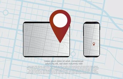 Abstract background of mobile tablet app and maps route gps road navigation.. Illustrazione stock