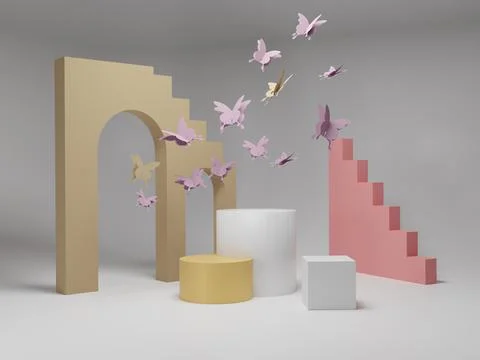 Abstract background, mock-up scene with podium for product display. 3d render Stock Illustration